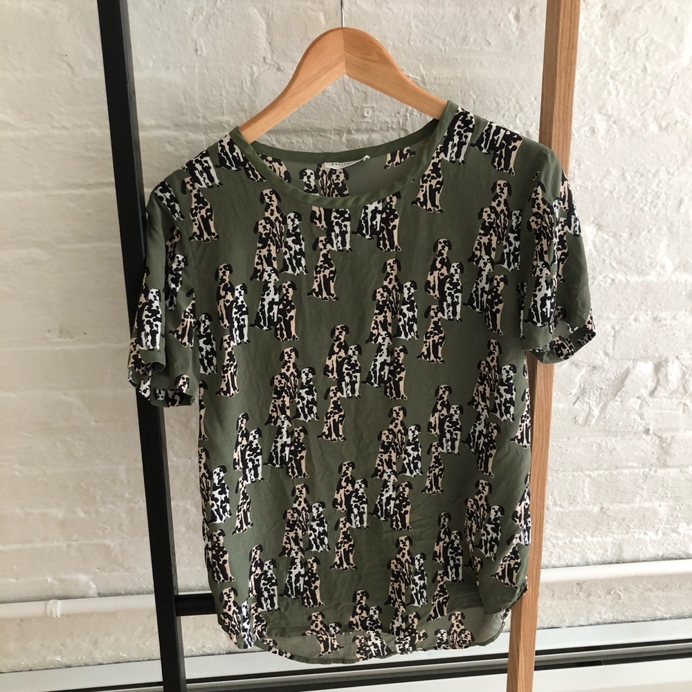 Equipment silk t-shirt/ blouse - camo green detail
